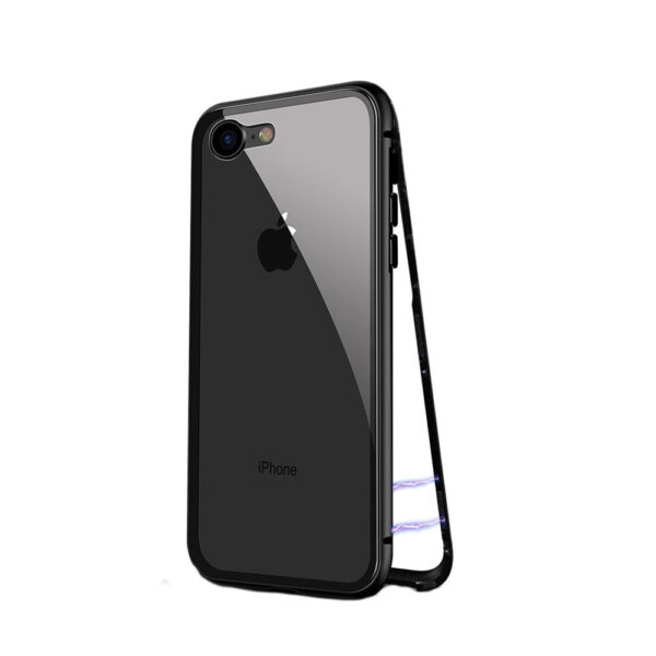 Husa Bumper Aluminium Magnetic 360 cu Spate de Sticla Securizata Samsung Galaxy A9 (2018) A920 Black