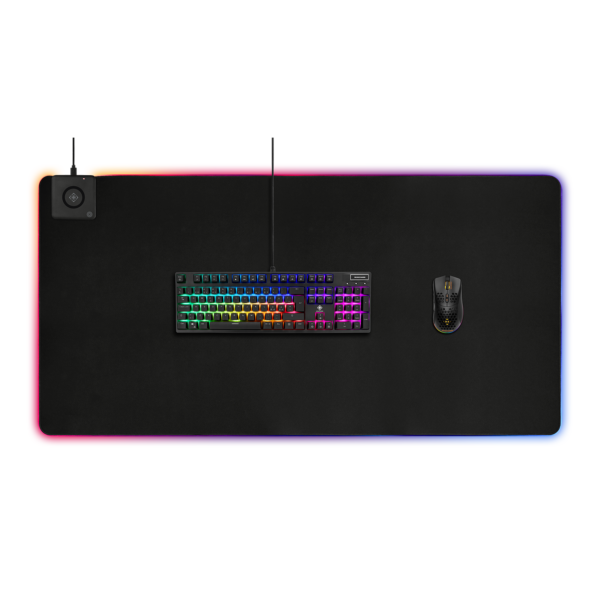 Mousepad Gaming Cu Rgb Si Incarcare Wireless Deltaco Gaming Xxl 1190x590x4mm Margini Cusute Neopren Negru 1