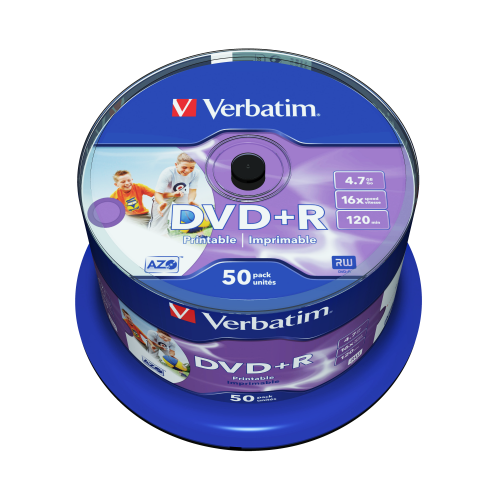 Verbatim Dvd R 16x 4 7gb Spindle 50 Non Id Printable 43512 1