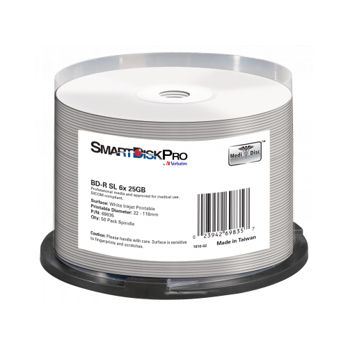 Smartdisk Pro Bd R 25gb 6x White Inkjet Printable 50pk Spindle 69835 1