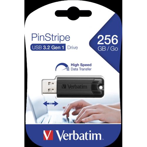 Verbatim Pinstripe Usb 3 2 Gen 1 256gb Black 49320 1