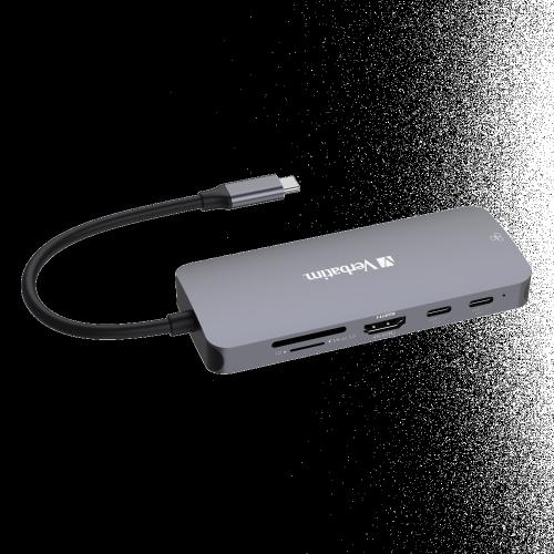 Verbatim Usb C Pro Multiport Hub Cmh 09 Hdmi Rj45 2 X Usb C Usb A 3 2 Gen2 2 X Usb A 3 2 Gen1 Sd Microsd 32152 1