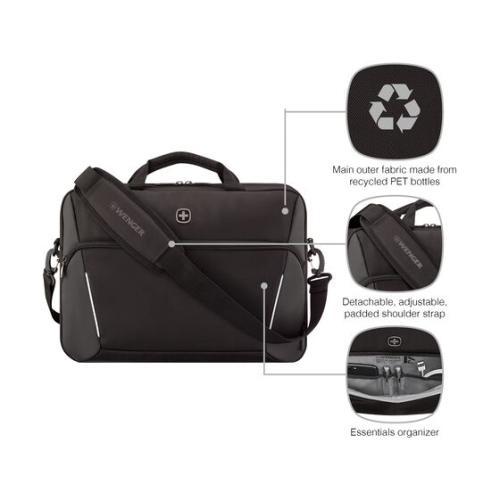 Wenger Xe Compact Brief 16 16 Laptop Briefcase With Tablet Pocket Black 653299 12